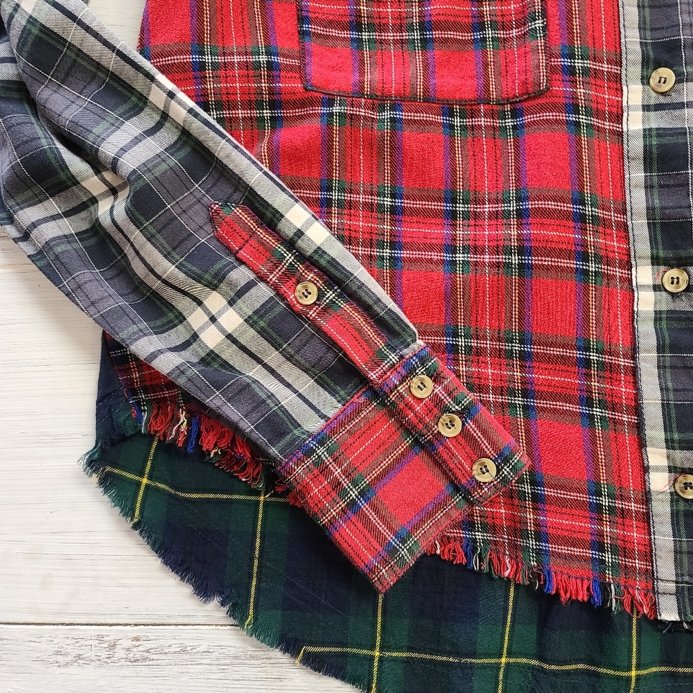 Free People Small Patchwork Christmas Tartan Plai… - image 4